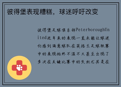 彼得堡表现糟糕，球迷呼吁改变